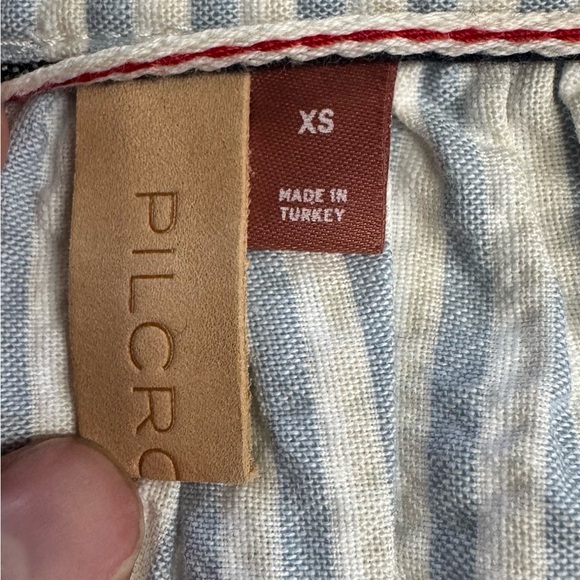 Pilcro Blue White Striped Collared Sleeveless Button Down Tie Bottom Blouse XS - Picture 2 of 5